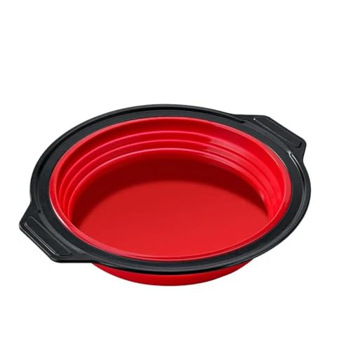 Pesfehhy Molde de Forma Redonda, Molde Cilíndrico Plegable de Silicona para Hornear Pasteles, Mousse, Fondant, para Repostería, Postre, Gelatina, Rojo
