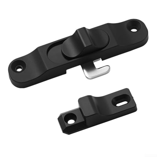 FACAIIO Juego de cerradura de ventana corredera y puerta mosquitera   Cierre de gancho de plástico PP para marcos de aluminio, cierre seguro (gancho doblado negro)