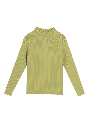 Image of Girls Mock Neck Ribbed Knit Sweater, Long Sleeve Pullover Top