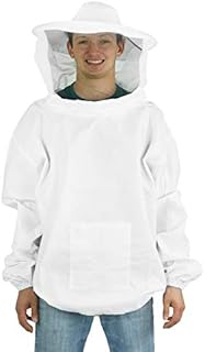 VIVO Professional White Large Beekeeping Suit, Jacket, Pull Over, Smock with Veil, BEE-V105