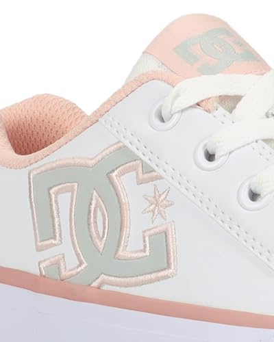 DC Shoes Women's Chelsea Platform Sneaker, White/Grey/Blush, 102