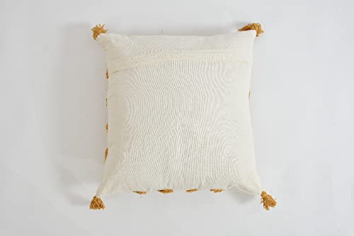 Image of Tufted Cushion Cover 16 inch x 16 inch | Bedroom Cushions Set for Bed | Living Room Cushions for Sofa | Yellow Diamond | Pack of 1