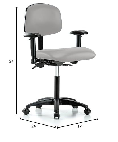 Image of Perch Multi-Task Office Chair with Adjustable Armrests | Medium Bench Height 20-27 inch | Grey Vinyl