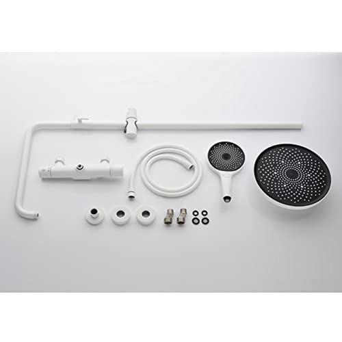 Robinetterie de douche blanche anticalcaire avec combiné pommeau rond - 6