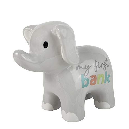 Image of My Baby’s First Bank Piggy Bank – Ceramic Animal Bank and Nursery Piggy Bank for Baby Boys, Girls, Toddlers, and Kids (Elephant)