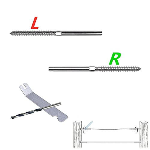 Ingpro 60 Pack 316 Stainless Steel Left&Right Handed Thread lag Screws for 1/8 Decking Cable Railing Kit/Hardware,Wood Post Balusters (30 Pairs)