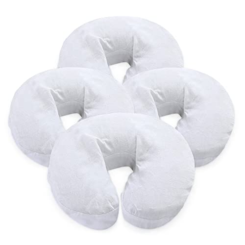 London Linens Pack of 4, Premium Extra Thick 100% Cotton Flannel Massage Tables Face Cradle Covers Cozies Fitted - Includes 4 pcs (White)