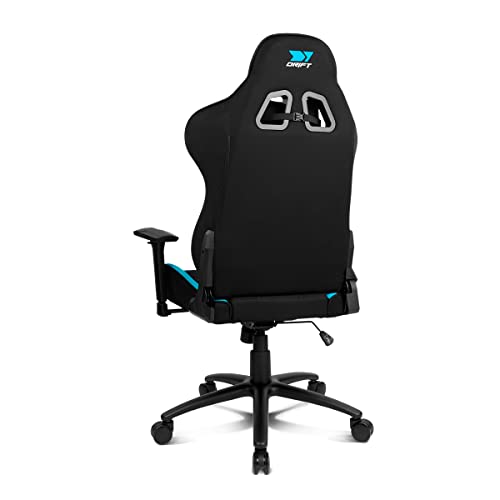 Chair DR110 -DR110BL - Sedia da gioco professionale, tessuto ad alta densità, braccioli 4D, rotelle silenziose, pistone di classe 4, inclinazione, cuscini cervicali/lombari, nero/blu - Sedia gaming - Immagine 3