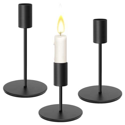Kerzenständer Stabkerzen Kerzenhalter Schwarz Stabkerzenhalter Kerzenständer Metall (3 Stück)