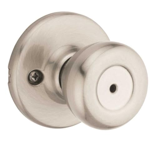Image of Kwikset Tylo Interior Privacy Door Knob with Lock, Door Handle For Bathroom and Bedroom, Satin Nickel Keyless Turn Lock Doorknob, with Microban Protection
