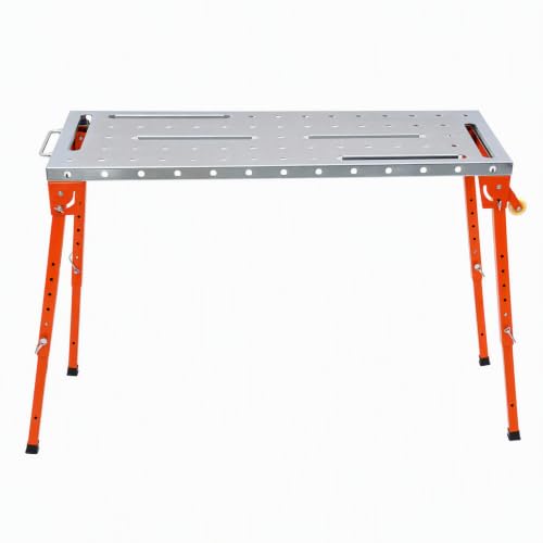 NOLANTISI Foldable Welding Table 46" x 18", 1000LBS Capacity Welding Workbench with Adjustable Height, Steel Work Bench with Precise Holes for Welding Assembly Repair