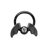 [凛りん] ボディピアス ワンタッチ ビーズリング 軟骨ピアス ステンレス 片耳用 (デビル・16G・10mm×4mm/ジュエル・ブラック(右耳))