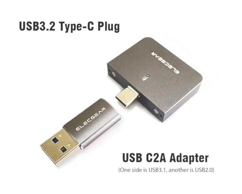 ElecGear Mini 2230 NVMe Enclosure, USB Type-C 3.2 External Hard Drive Aluminum Case for 30mm PCIe M.2 SSD, 10Gbps USB Flash Drive Memory Reader with Magnet Cap