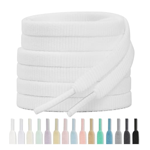 Image of Handshop 2 Pairs 6mm Flat Running Shoe Laces for Sneakers White 100cm