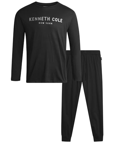 Kenneth Cole Mens Pajamas Set - 2 Piece Soft Breathable Long Sleeve Shirt and Pajama Pants - Mens Sleepwear (Sizes: M-XL)