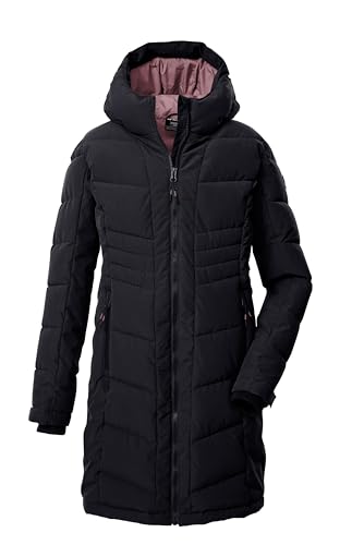 killtec Niñas Abrigo acolchado/abrigo funcional con aspecto de plumón y capucha KOW 219 GRLS QLTD CT, schwarz, 128, 43505-000
