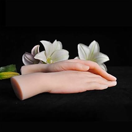 Pies o Manos de Silicona, 1 par de Manos Falsas Femeninas de tamaño Natural de Silicona Modelo Extremadamente Realista Huesos de Correa de Mano TPE, posicionamiento Flexible de ded