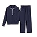 Rjognt Kids Sweatsuit 9-10 Outfits Sets Girls Half Zip 2 Piece Cozy Sweatsuits for Teens Kids Thumb Hole Sweatshirts and Jogger Sweatpants Sweat Set Fashion With Pockets Navy