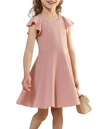 MCieloLuna Summer Casual Mini Dress for Girls Flutter Sleeve Toddlers Kids O-Neck Flower Girl Wedding Guest Dresses