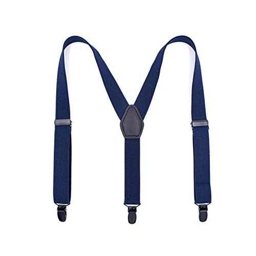XYACM Mens Suspenders Very Strong Clips Heavy Duty Braces One Size Fits All Wide Y Shape (Color : Dark Blue)