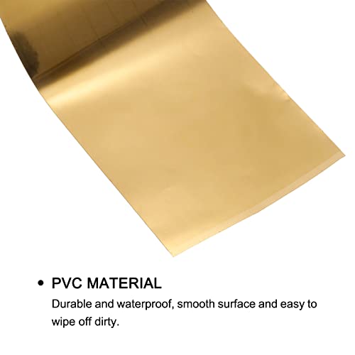 Image of uxcell Waterproof Peel and Stick Decorative Tape Self Adhesive 3.15 inch W x 16.4'L PVC Removable Tape for Wall Edge Glossy Gold Tone (Thickened Style)