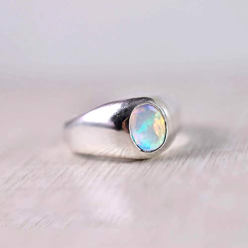 ethiopian opal ring, 925 sterling silver, natural gemstone ring, statement ring, ethiopian opal men's ring, birthday gift ring, anniversary gift ring, father's day gift ring, thanksgiving ring