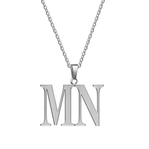 Personalized 925 Sterling Silver double Initial Pendant Necklace Custom with 2 Letters