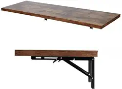 Mesa Dobravel Retratil de Parede Borda Quadrada 120cm x 50Cm Suspensa decoração quarto(Amadeirada)