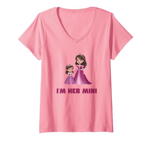 Mujer Lindo «Soy ella» en miniatura, la princesa, la reina, la madre y yo, hermanados Camiseta Cuello V