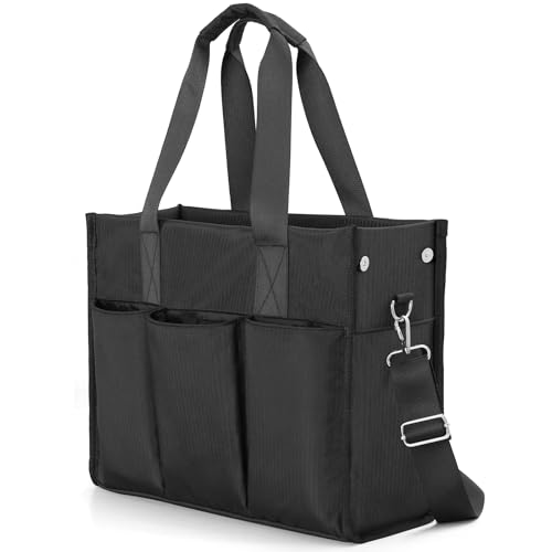 MASTLU Utility Waterproof Tote Bag with Compartments, Portable Tote Bag for Women Work, Top Zipper Closure & Thick Bottom, Crossbody Work Laptop Bag briefcase Handbags(Black)