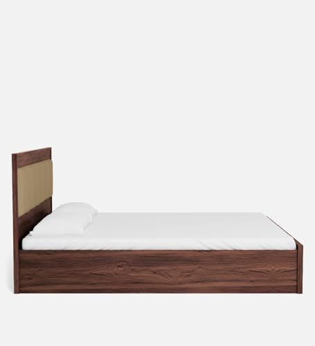 Image of Mintwud Pepperfry Engineered Wood Yuko Upholstered King Size Bed with Hydraulic Storage | Wooden Double Bed Cot Palang Furniture for Bedroom, Living Room, Home and Hotel (Columbia Walnut Finish)