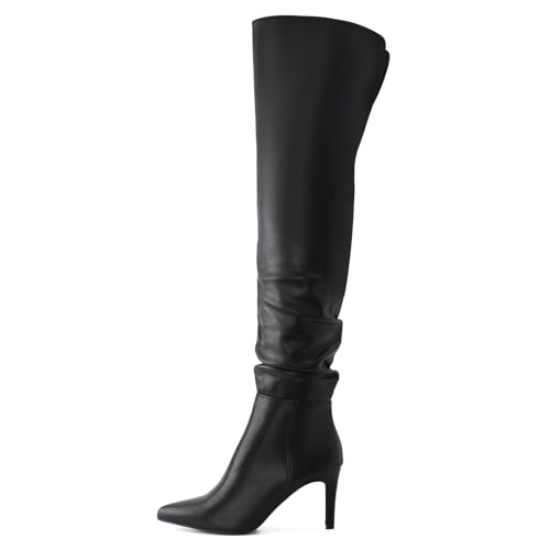 Shoe'N Tale Thigh High Boots for Women Over The Knee Stiletto Heel Pointed Toe Long Sexy Boots2