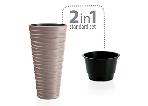 Vaso Per Piante Slim Serie Sand - 5 Colori E 3 Dimensioni (22L, 37L, 45L), In Polipropilene, Resistente Al Gelo E Ai Raggi UV, Per Interni/Esterni