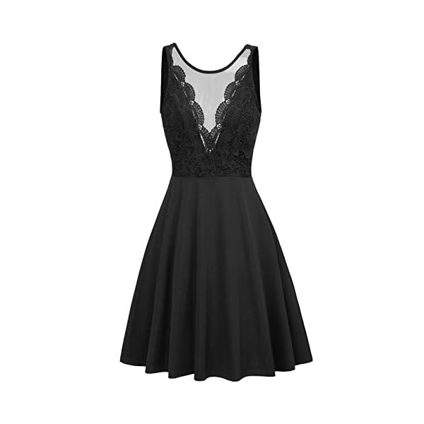 GRACE-KARIN-Women-Sleeveless-Lace-Patchwork-Deep-V-Neck-A-Line-Flared-Party-Dress GRACE KARIN Women Lace Patchwork High Waist Slim Fit A-Line Flare Party Dress L Black