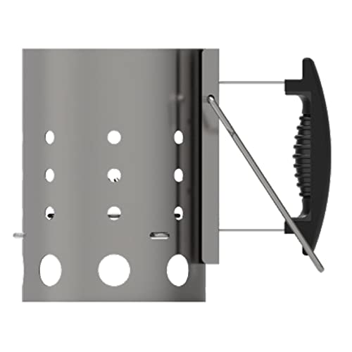 George Foreman GFCMS14 Démarreur de cheminée à Charbon de Bois 14 cm de diamètre, Barbecue Portable, brûleur à Charbon léger et Durable en Acier Inoxydable avec Deux poignées de sécurité Cover