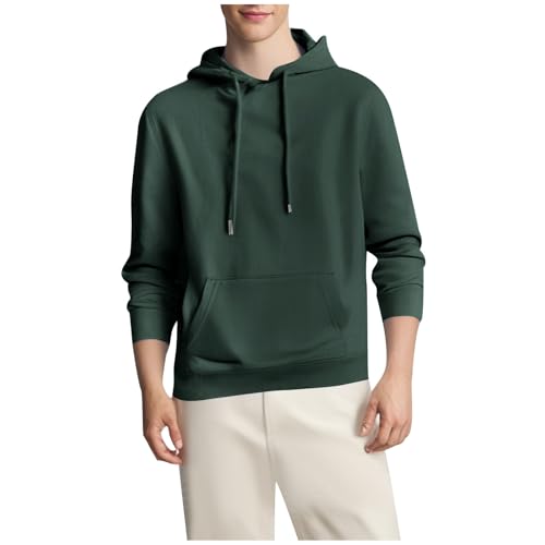 Hoodies for Men Pullover Sweatshirts Long Sleeve Winter Fleece Solid Color Casual Tops with Kanga Pocket Outdoor 20252