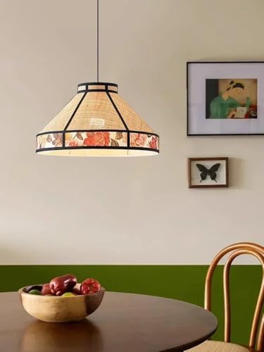 Lustre rotin art moderne suspension raphia luminaire salon salle à manger