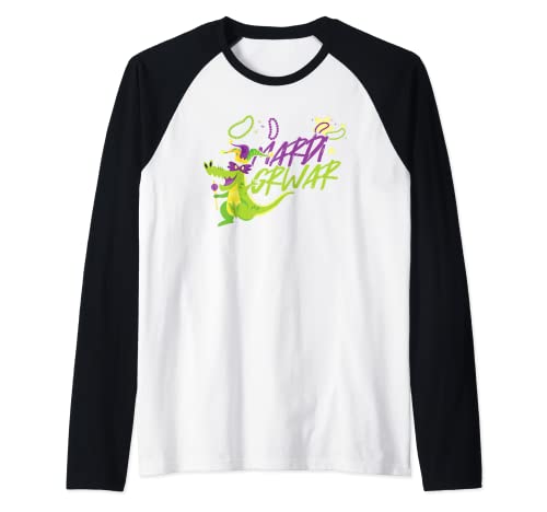 Divertido cocodrilo Mardi Gras | Carnaval de Nueva Orleans | Festival Camiseta Manga Raglan