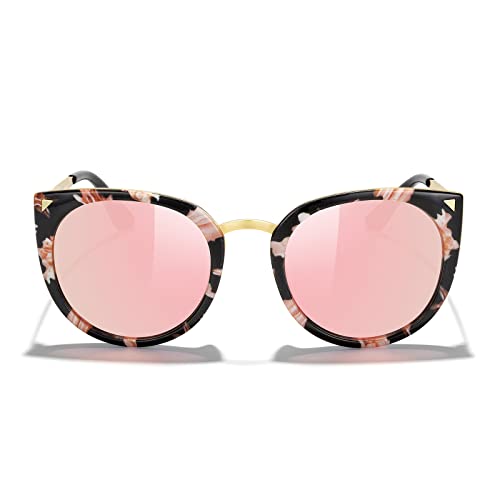 MERRY'S Girls Cat Eye Sunglasses for kids Children Polarized Sunglasses S7000 (Flower Frame, 49)