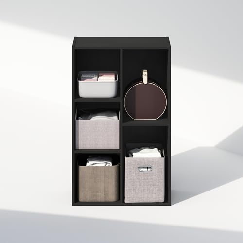 Image of Furinno Reed Closet Organizers and Storage, 5-Cube Reversible Closet Shelves, Closet Organization Shelf, 9.4 x 19.5 x 31.5, for Bedroom, Closet, Blackwood