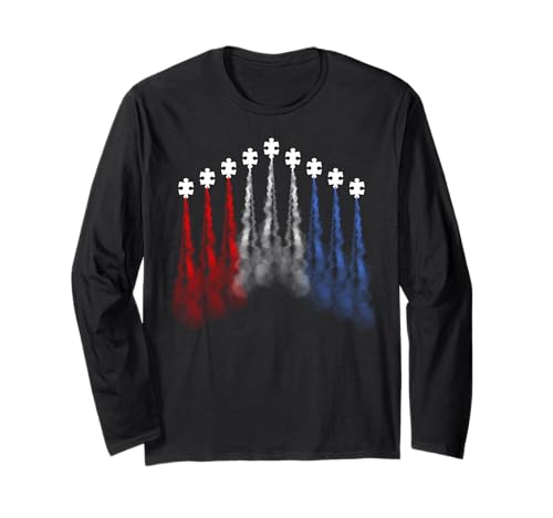 4th Of July Puzzle Autism Awareness Men Women Kids Patriotic Long Sleeve T-Shirt