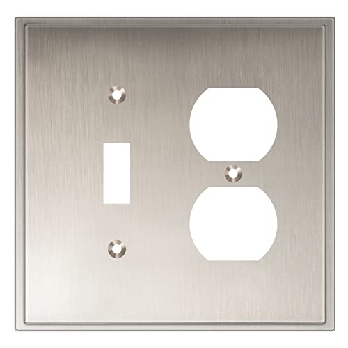 Henne Bery Modern Switch Cover, Toggle/Duplex, Satin Nickel