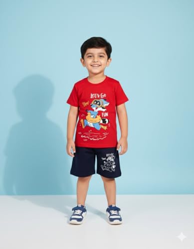 Image of Naavai Kids Cotton Boys And Girls T-shirts And Shorts Set Dress /Pack Of 3 / Baby Boys Set Dress /Boys Clothing Set Summer Combo Pack /Multicolor /Kids Boys Dress t-shirts