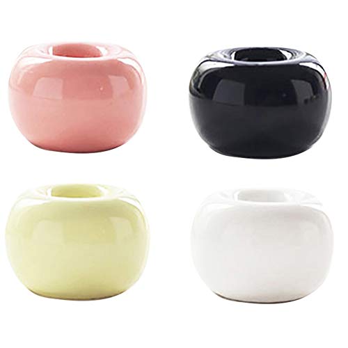 HanYan HUS 4 Piece Mini Ceramics Toothbrush Holders Tooth Brush Stand for Bathroom Countertops (4 Colour)¡­