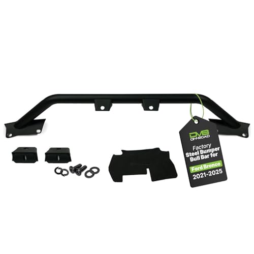 DV8 Offroad 2021-2025 Ford Bronco Bull Bar Push Guard, Fits OEM Modular Steel Bumper, Low Profile 1.5" Tubular Steel Front Bumper Guard, Micro-Texture Black Powder Coat