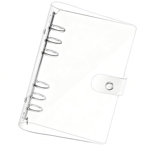 Classeur A5 à 6 Anneaux - PVC Souple Transparent Imperméable, Classeur Rechargeable pour 120 Feuilles, Idéal pour Bureau, École et Université