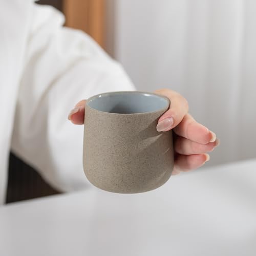 TEANAGOO Japanese Tea Cups, Chinese Tea Cup, 7.2Oz / 205 Ml, Ceramic Tea Cup for Adults, Ceramic Cups no Handles, Japanese Cups, Asian Matcha Cup, Darker Grey, 4 Pcs/Box, H4