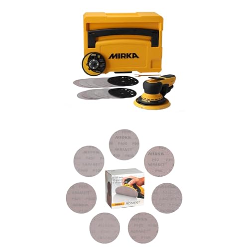 Mirka DEROS II 5650 Ponceuse excentrique avec aspiration pour papier abrasif Ø 125 et 150mm, course 5,0mm et Abranet Disques abrasifs filet Ø 150mm...