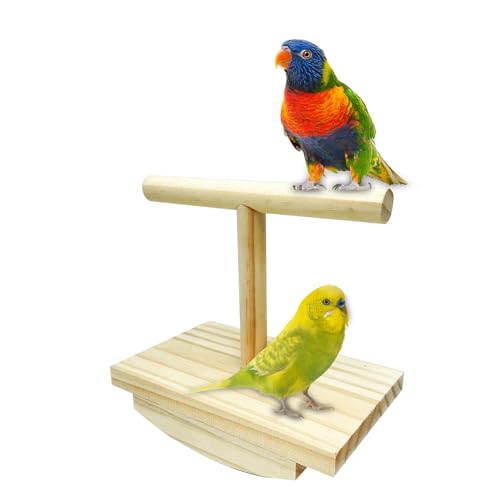 Perchas para pájaros para jaula – Accesorios para jaula de pájaros | Reposapiés de madera interactivo de entrenamiento para mascotas Monitor de escritorio al aire libre Actividad de observación de