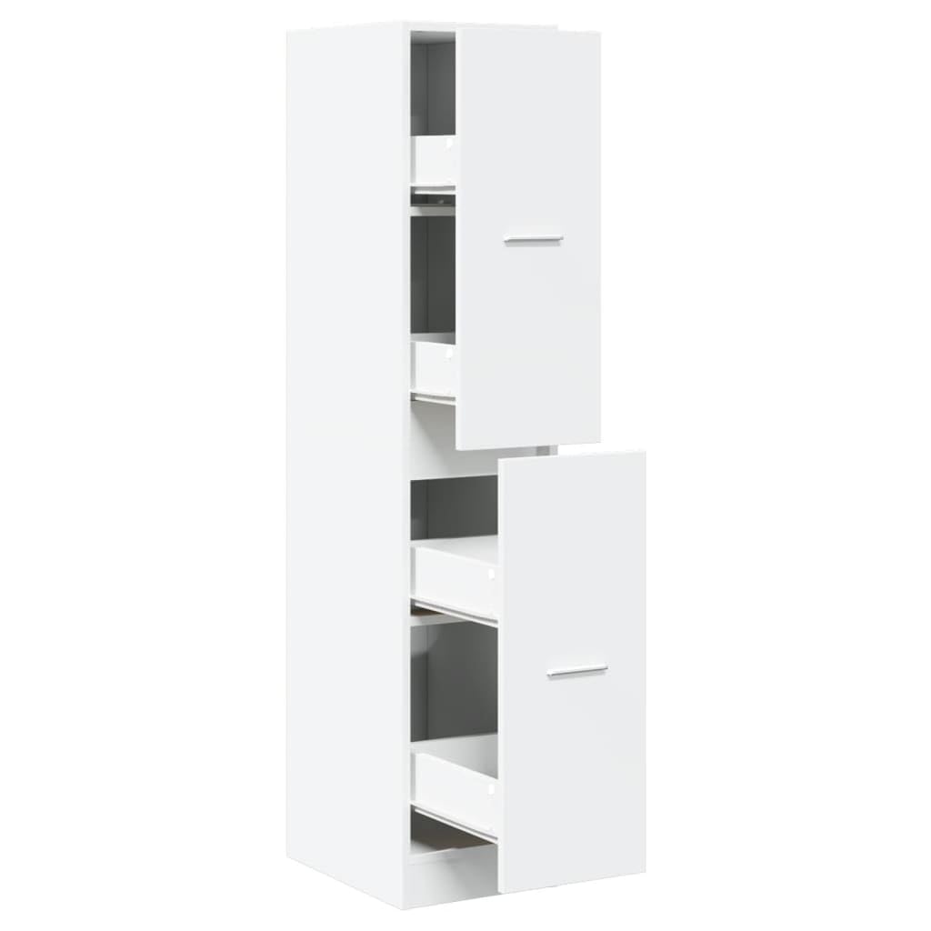 Armoire à pharmacie blanche 30 x 41 x 144,5 cm - En matériau dérivé du bois - Commode avec tiroirs - Armoire de cuisine - Armoire de rangement d'appoint pour salon, couloir, cuisine